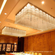 Hotel Large Hang Lamp Gold K9 Pendant Luxury Wedding Hall Staircase Crystal Chandelier Light For High Ceilings